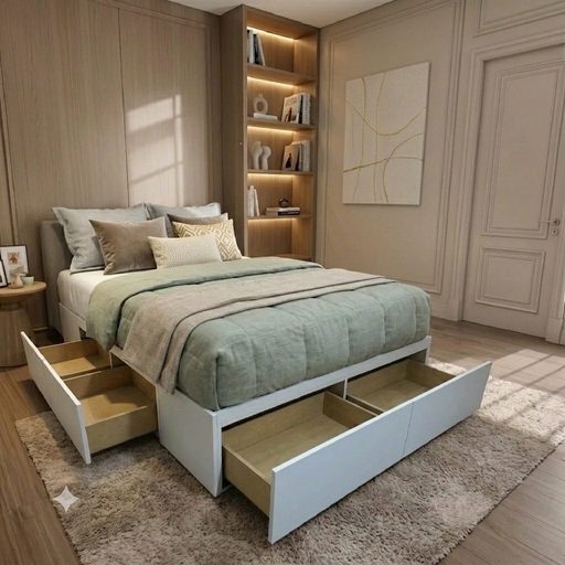 Box 6 Cajones Base Sommier Cajonera Cama 140x190 de 2 Plazas